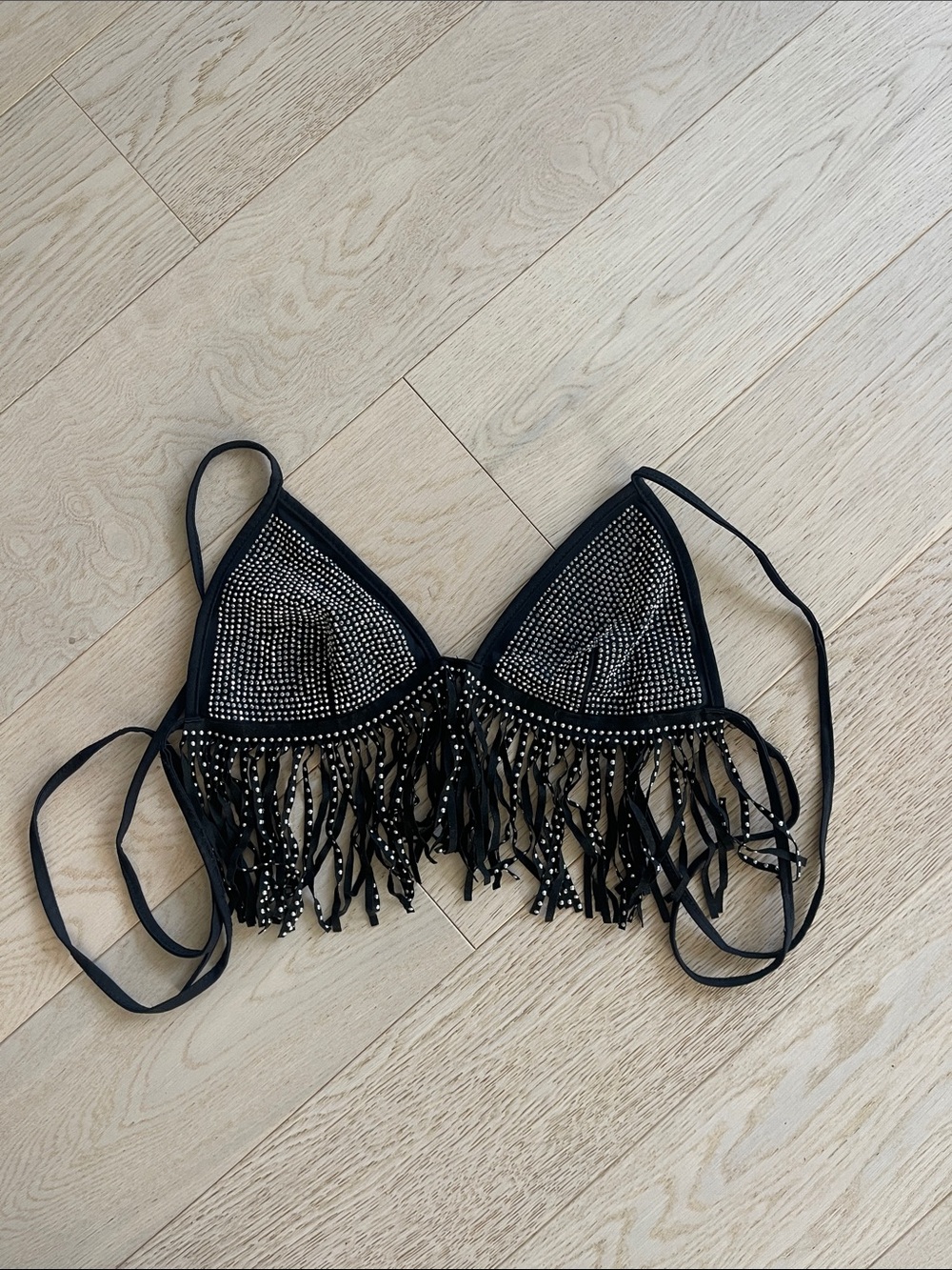 Handmade Rhinestone Bralette with Tassles - Cowboy Vibes